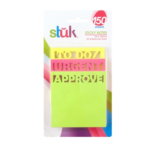 Note Sticky 76x76mm 50sheets x 3 Styles Total 150sh