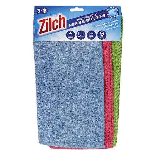 Cloth Cleaning Multipurpose Microfibre 30x30cm Pk3