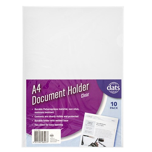 Document File Holder PP A4 10pk Clear