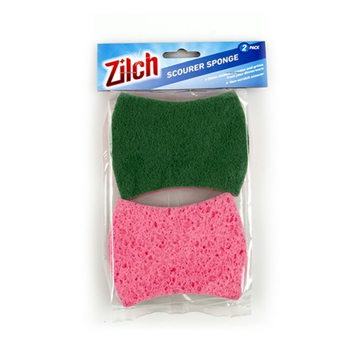 Sponge Cellulose w Scourer Pk2 2 in 1