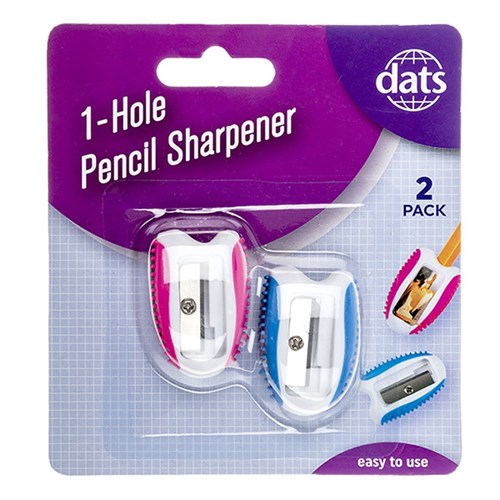 Sharpener Pencil 1 Hole 2pk Mixed Cols