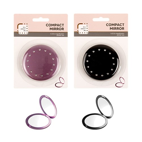 Mirror Compact Plastic Round 2 Asstd Cols
