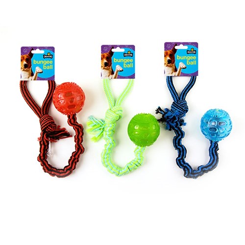 Dog Toy Bungee Ball L41.5cm 3 Asstd Colours
