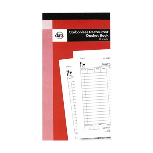 Book Carbonless Restaurant Docket 50sheets