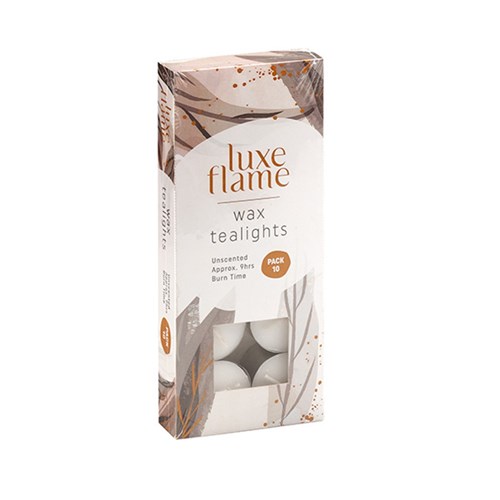 Tealights White 9 Hour Pk10 Unscented