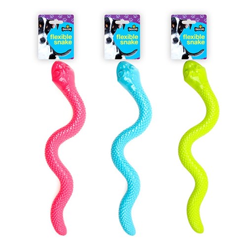 Dog Toy Flexible Snake 41cm 3 Asstd Colours