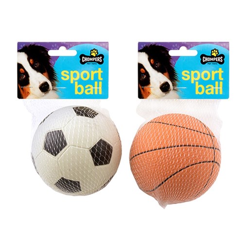 Dog Toy Sports Ball Soccer or Basketball Style Dia 9cm