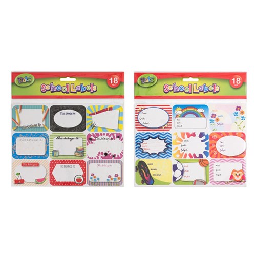 Labels School 18Pk 2 Asstd