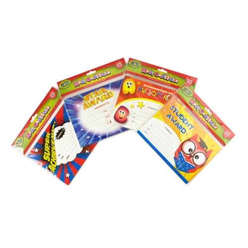 Certificate Merit School Student 210x148mm Pk25 4 Asstd