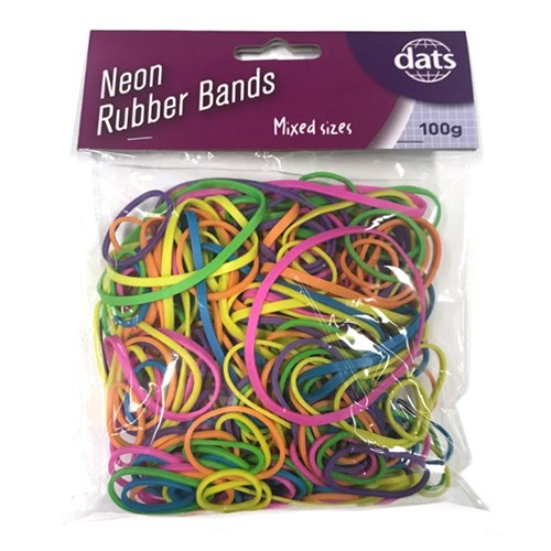 Band Rubber 100g Mixed Cols Mixed Sizes
