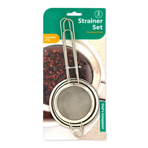 Strainer Mesh w Hanger S/Steel Set of 3 8cm 9cm 10cm