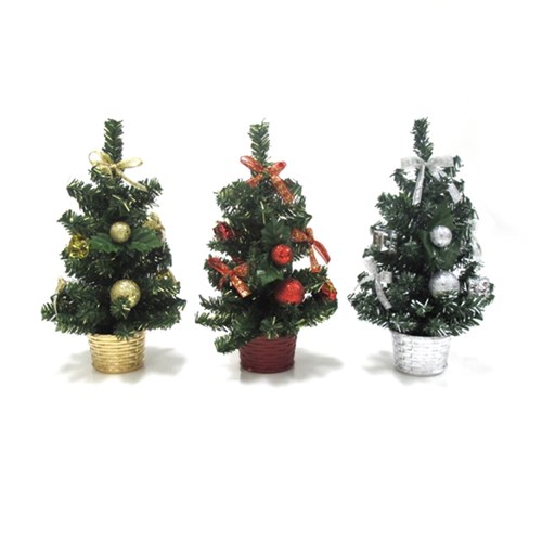 Tree Decorated Xmas 25cm 3 Asstd