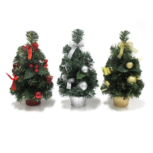 Tree Decorated Xmas 30cm 3 Asstd