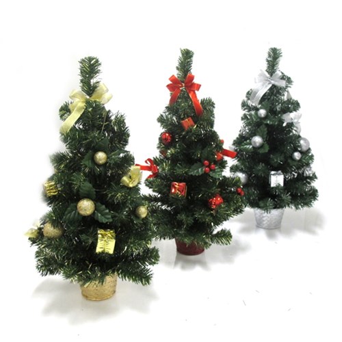 Tree Decorated Xmas 60cm 3 Asstd