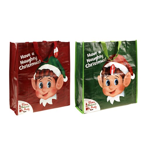 Xmas Elves BB Shopping Bag 40x45x14cm 2 Asstd