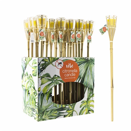 Candle Citronella in Glass Jar w Bamboo Torch Pk1 10Hr 76cm
