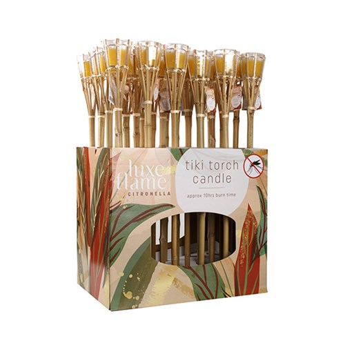 Candle Citronella in Glass Jar w Bamboo Torch Pk1 10Hr 76cm