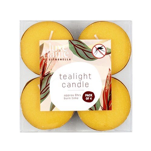 Candle Citronella Tealights Large 8 Hour Pk4