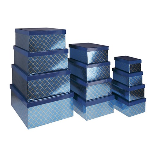 Gift Box Set 12 Rect Geometric Design w Metallic Gold