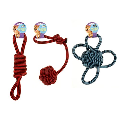 Dog Toy Rope Jumbo 3 Asstd Styles 48cm 41cm 31cm Long