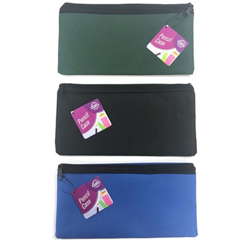 Pencil Case 1 Zip Fabric 220x120mm 3 Asstd Cols