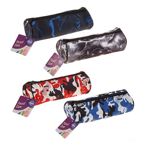 Pencil Case 1 Zip Round Boys 75x75x210mm Asstd
