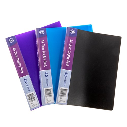 Clear Book PP Cover A4 40 Pockets Asstd Cols