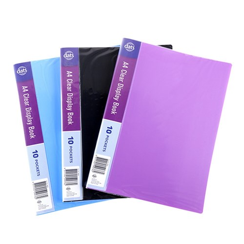 Clear Book PP Cover A4 10 Pockets Asstd Cols