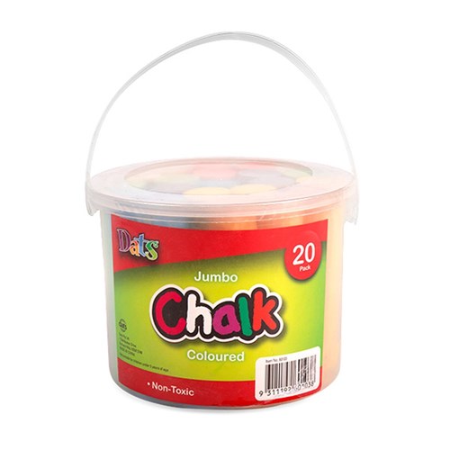 Chalk Jumbo Coloured 20pk in Bucket