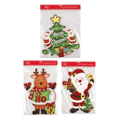 Decoration Hanging Paper EVA Glter Xmas 3 Asst