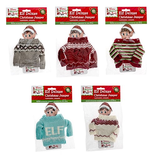 Xmas Elves BB Deluxe Knitted Sweater 5 Asstd