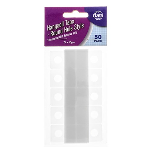 Tab Hangsell Self Adhesive 22x32mm Round Hole 50pk