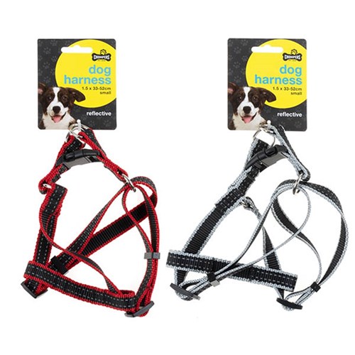 Dog Harness Reflective Small 1.5x33-52cm 2 Asstd Colours