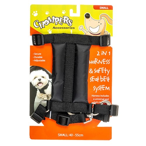 Harness Pet 2 in 1 w Safety Seat Belt 40-55cm Small
