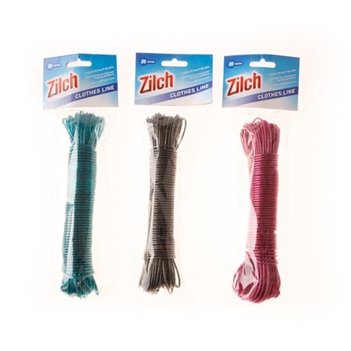 Clothes Line 20m 3 Asstd Cols