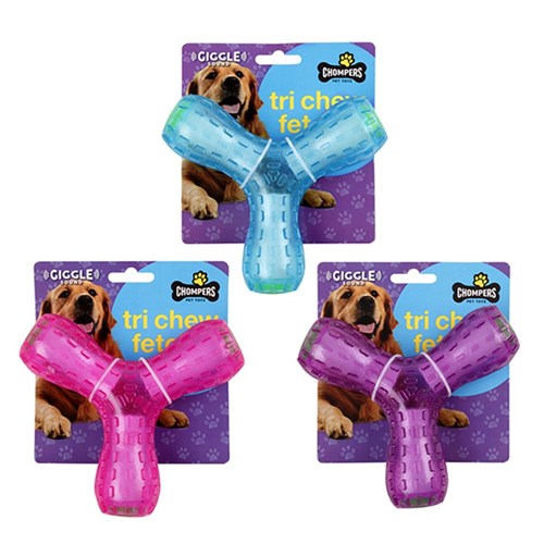 Dog Toy Giggle Sound 14cm Tri Chew 3 Asstd Colours