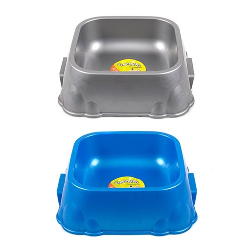 Pet Bowl Plastic Square Top 25x8cm 2 Asstd Metallic Cols