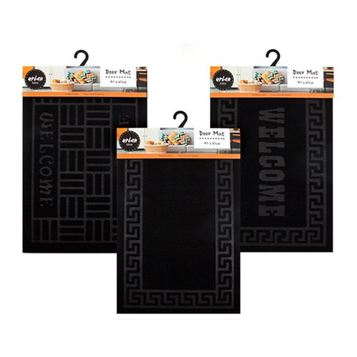 Door Mat PVC Back Black Embossed 3 Asstd Des 40x60cm