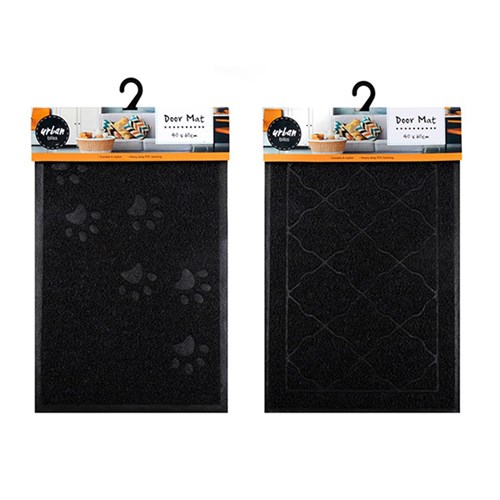 Door Mat Coil PVC Back Black Embossed 2 Asstd Des 40x60cm
