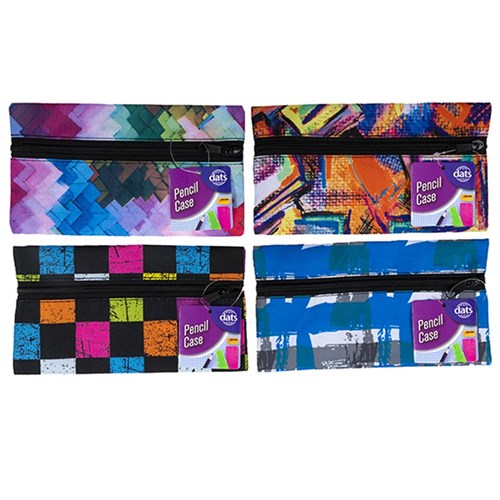 Pencil Case 1 Zip Fabric 220x120mm 4 Asstd Designs