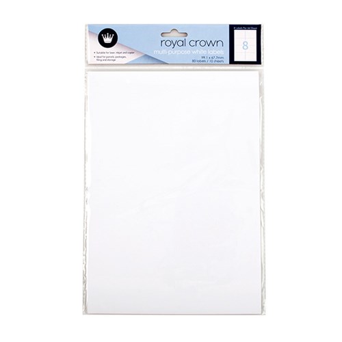 Labels White A4 8 Per Sheet 10 Sheets Total 80Pk
