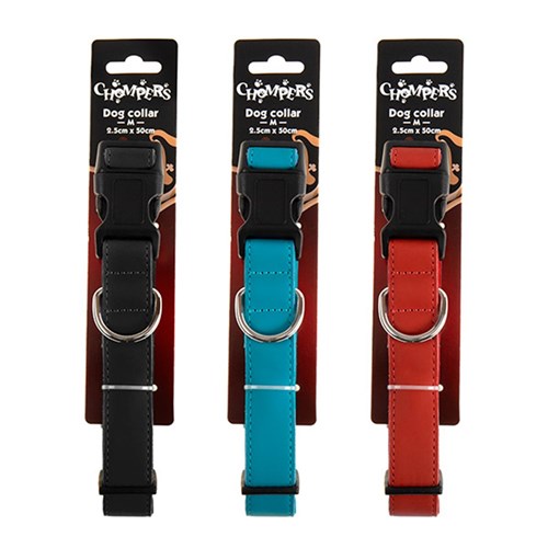 Collar Dog Leather + Neoprene Medium 2.5x50cm 3 Asstd Cols