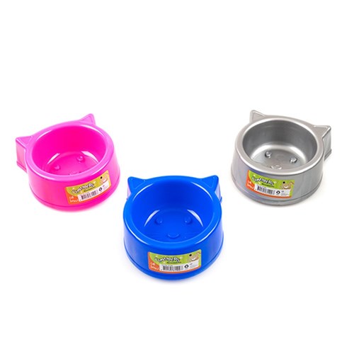 Bowl Cat Feeder 13.5x5cm 3 Asstd Colours