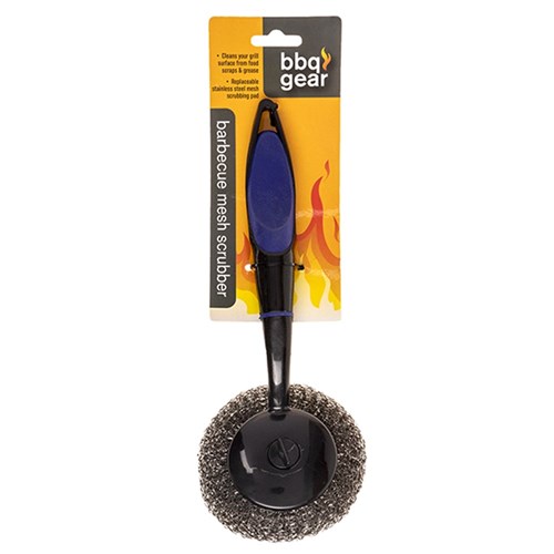 BBQ Scourer Round Steel Wire w Handle 28cm
