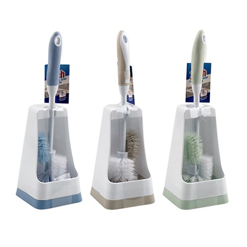 Toilet Brush w Rim Brush 3 Asstd Cols