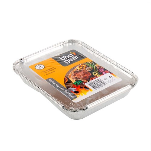 Foil Tray Twin w Paper Lid Pk3 17.5x22.5cm