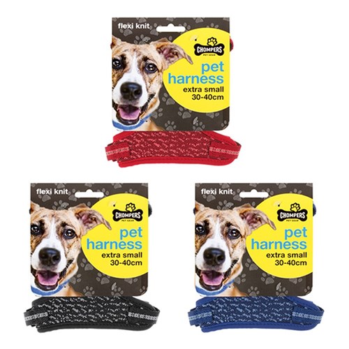 Harness Pet Flex Knit Fabric XSmall 30-40cm 3 Asstd Colours