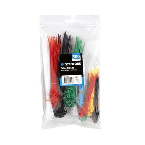 Cable Ties 300Pc Asstd Sizes + Colours