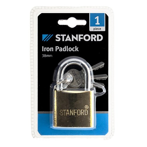 Padlock Iron w Brass Coating 38mm