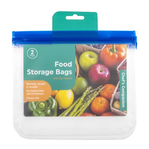 Food Storage Zipper Bag PEVA Pk2 21.5x18cm